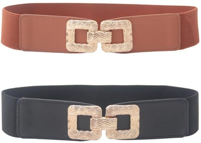 JHUBERS- Damesriemen 2-delig - Brede Riemen - Elastische Riemen - Modieuze Riemen - Elegante Riemen - Kunstleder 5 cm breed - Riem
