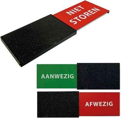 Aanwezig / Afwezig Schuifbordje – 50x170 mm – Deurbordje – Modern & stijlvol design – 3D-geprint van duurzaam plastic – Zwart