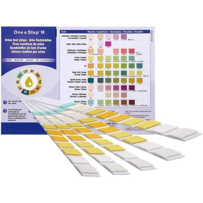 One+Step Urineteststrips 15 stuks- Gezondheidstest - Thuisdiagnose - 10 Indicatoren - Snelle en Nauwkeurige Meting - Inclusief Referentiekleurkaart