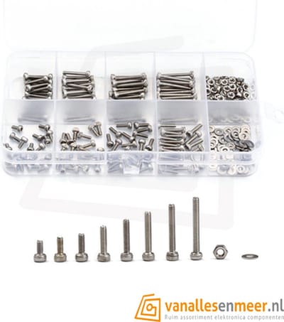 304 rvs m2.5 assortiment doos 320 stuks inbusbouten