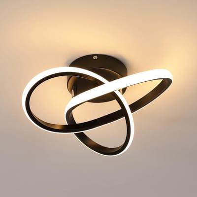 plafondlamp - 30cm - Medium - LED - 30W - 3375LM - warm licht - 3000K - klavervormige plafondlamp - zwarte - voor slaapkamer keuken balkon badkamer hal
