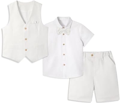 4-delige jongens outfitset voor speciale gelegenheden - linnen zomerpak met vlinderdas