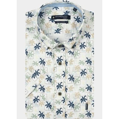 Giordano overhemd korte mouw heren Groen League Short Sleeve Button Do 616037/70