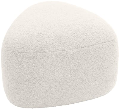 CLP Poef Alfrisa - ovaal - hocker - zitzak - voetenbank - Stabiel houten frame - teddystof - creme