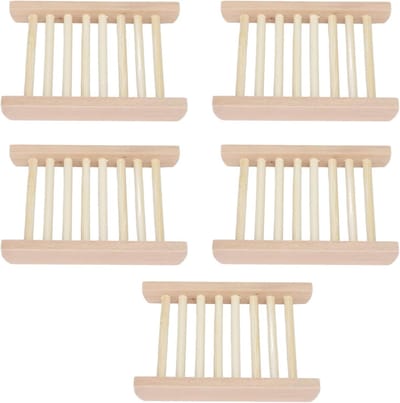 Dailygoods- Zeepschaal 5 Stuks - Waterdichte Houten Zeepbak - Antislip Douchehouder - Moderne Stijl - 11,4 x 8,1 cm - Houdt Zeep Droog - Zeepbakje