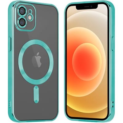Coverzs telefoonhoesje geschikt voor Apple iPhone 12 Magneet hoesje met camera cover - magnetisch hoesje - groen