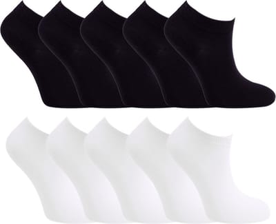 Voordeelpakket Naft sneakersokken | zonder naad | set 10 paar | 5 x Zwart en 5 x Wit | maat 47-50