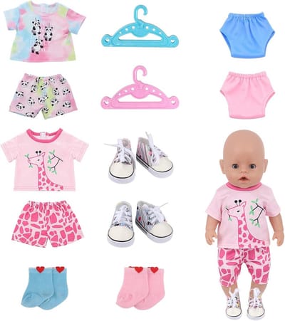 Grote set poppenkleding accessoires 40-45 cm inclusief schoenen en hangers