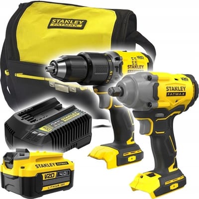 Stanley Fatmax V20 SFMCK217M1S-QW Comboset - Koolborstelloze Klopboormachine & Slagmoersleutel 1/2" - 18V - 1x 4.0Ah Accu - Inclusief Lader en Draagtas - 5035048833889
