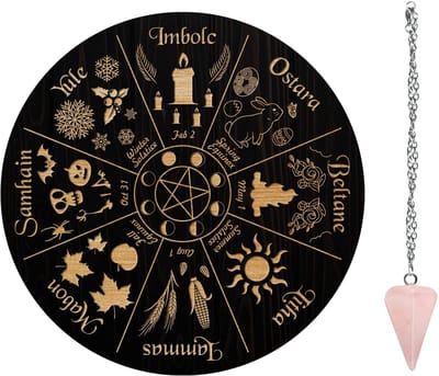 Dailygoods- Halsketting Houten Gesneden - Metafysisch Slinger - Waarzeggerij Gereedschap - Spiritueel Inzicht - Hanger Glas - Antieke Stijl - Pendel