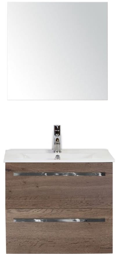 Seville Badmeubelset 60 cm - Tabacco - Keramische Wastafel Wit Enjoy met Spiegel