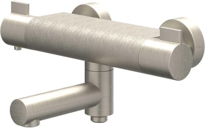 IVY Pact Badthermostaatkraan opbouw met wegdraaibare baduitloop met omstel cooltouch Geborsteld nickel PVD