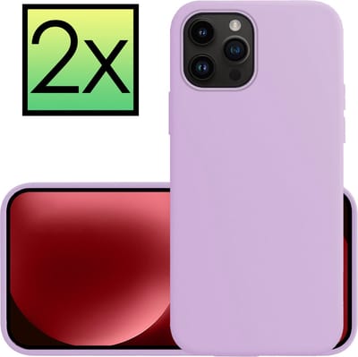 Hoesje - 2 Stuks - Geschikt voor Apple iPhone 15 Pro - Sterk & Shockproof - Case Siliconen - Back Cover - Telefoon Hoes - Lila