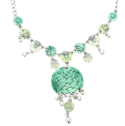 Behave - Groene Ketting met Blauwe Steentjes - 41 cm