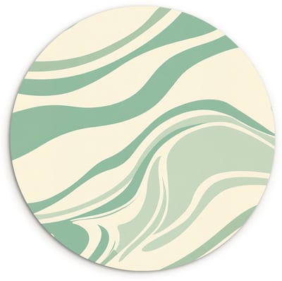 WallCircle® Wandcirkel 120x120 cm - Muurcirkel Organische lijnen - Mintgroen - Marmer - Muurdecoratie woonkamer - Wanddecoratie slaapkamer - Kamer decoratie accessoires - Ronde schilderijen XXL