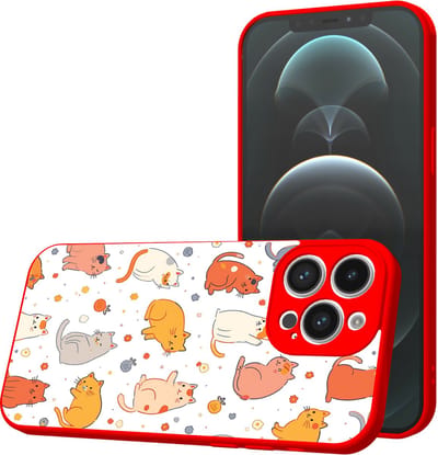 Smartphonica Telefoonhoesje Geschikt voor iPhone 12 Pro Max met Katten en Poezen opdruk - TPU Back Cover Case Cats Design - Rood geschikt voor iPhone 12 Pro Max
