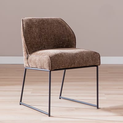 Bronx71® Eetkamerstoel Momo chenille mocha - stoel