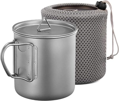 Lichtgewicht Titanium Koffiekop voor Kamperen, Picknicken en Wandelen - 600ml Outdoor Keukengerei