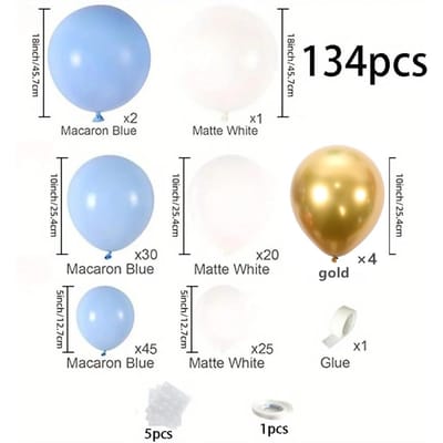 134 STuks Blauwe Ballon Krans Boog Kit, Bruiloft, Verjaardagsfeest, Jubileum, Afstuderen, Vakantie Kamer Decoratie set