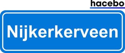 Hacebo - Plaatsnaam Sticker - 29x10 CM - Nijkerkerveen sticker - Verkeersborden sticker - grappige cadeaus - Nijkerkerveen