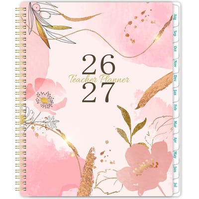Dailygoods- Lerarenplanner 2025-2026 - Wekelijks Activiteitenschema - Maandelijkse Pagina's - Infopagina - Gepersonaliseerde Titelpagina - Roze - Lesplanner