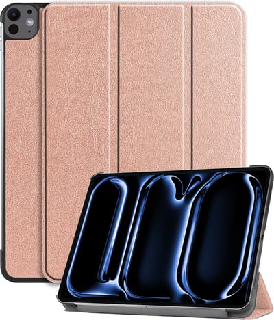 Hoesje - Geschikt voor Apple iPad Pro (2024/2025) - 11 inch - Dun & Stevig - Hardcover Book Case - Trifold Bookcase Hoes - Hard Cover - Tablethoes - Rosé goud