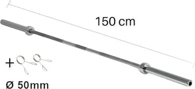 Padisport Olympische Halterstang 150 Cm - olympische halterstang - halterstang 50mm - fitness stang - fitness halterstang - Olympische Barbell - Barbell - Halterstang 50mm - Halterstang Olympisch - Halter