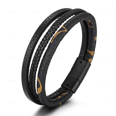 Sorprese armband - Nature - leren armband heren - 3 snoeren - leer - cadeau voor man - cadeau - Model G