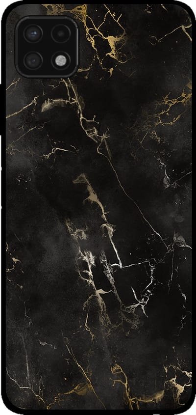 Smartphonica Telefoonhoesje voor Samsung Galaxy A22 5G met marmer opdruk - TPU backcover case marble design - Zwart geschikt voor Samsung Galaxy A22 5G