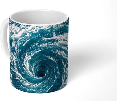 Mok - Koffiemok - Oceaan - Blauw - Draaikolk - Mokken - 350 ML - Beker - Koffiemokken - Theemok