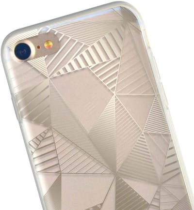 Bigben Connected, Hoesje geschikt voor iPhone SE 2020/8/7 - Semi-hardcase met Driehoekige Grafische Patronen, Goud