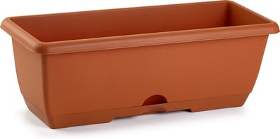 Plantenbak terra cotta 40 x 20 x 17 cm - Bloembakken voor balkon railing in Terrabalkon stalen houder