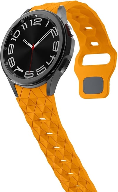 Siliconen bandje - geschikt voor Samsung Galaxy Watch 4 / Watch 4 Classic / Watch 5 / Watch 5 Pro / Watch 6 / Watch 6 Classic / Watch 7 / Watch FE - oranje/okergeel