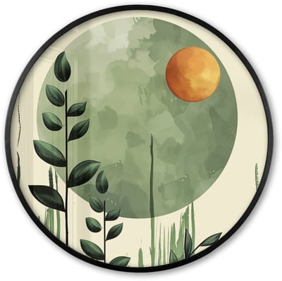 Poster in lijst Rond - Fotolijst 60x60 cm - Posters - Abstract - Natuur - Kunst - Zon - Modern - Ronde posterlijst zwart - Decoratie - Wanddecoratie woonkamer - Muurdecoratie slaapkamer
