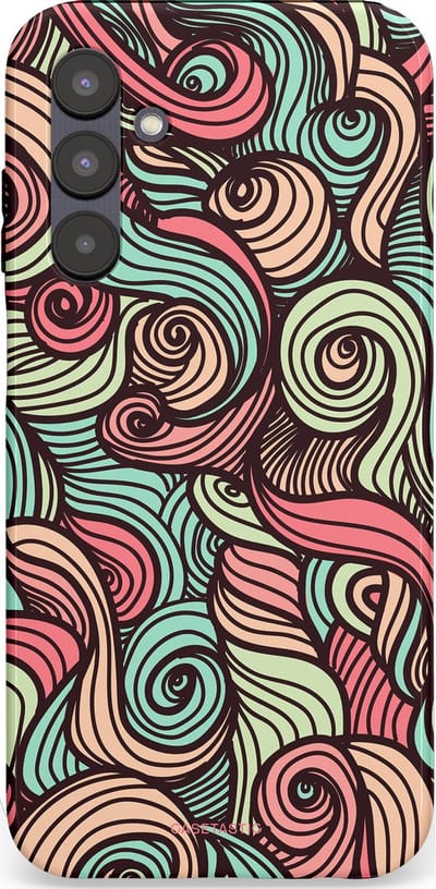 Casetastic hoesje geschikt voor Samsung Galaxy A25 - Dubbellaagse bescherming - Pastel Swirl Vibes - Fashion Case - Taupe Donkergrijs Saliegroen Grijs