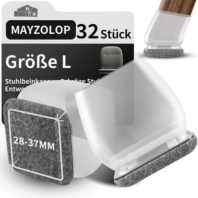 Stoelpootbeschermers - Meubeldoppen - Vloer Beschermen - Geïntegreerd Viltkussen - 32 stuks - Transparant