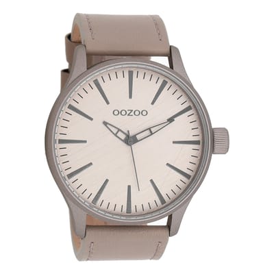 OOZOO Timepieces - Taupe horloge met taupe leren band - C8277