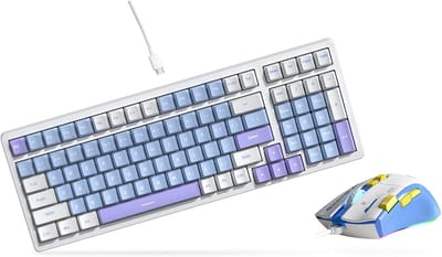 Mechanisch Gaming Toetsenbord en Muis Set - Blauwe LED Verlichting & Blauwe Schakelaars