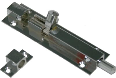 TQ4U schuifgrendel - Metaal vernikkeld - Vlak - 40 x 25 mm - Met sluitoog