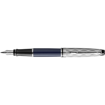 Waterman Expert vulpen | Metaal-blauwe lak met palladium detail | Gebeitelde dop | Roestvrij staal medium penpunt
