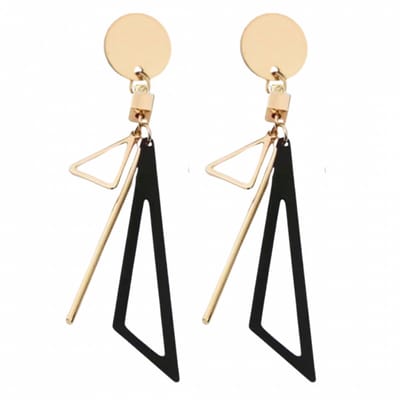 Clip oorbellen -goud en zwart -driehoek- geen gaatje- Charme Bijoux