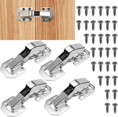 Dailygoods- Deurscharnieren 4 Stuks - 90 Graden Scharnier - Gedempte Sluiting - Kasten/Meubeldeuren - Koudgewalst Staal - 32 Schroeven - Geluidsreductie - Kastdeurscharnieren