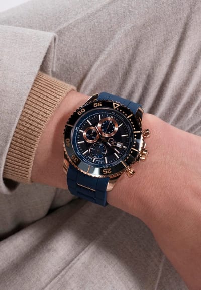 Gc Gc Speedracer Chrono Silicone Quartz Chronograafhorloge Blauw Kast Gemaakt Van 100% Roestvrij Staal En Een Armband Van 100% Siliconen 44 Z51001G7MF