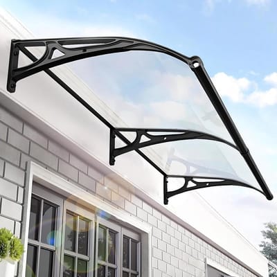 Regenbescherming Luifel - Buitenluifel Terrasluifel - Deur Raam Bescherming - Zelfreinigend Polycarbonaat - 100x120cm - Transparant