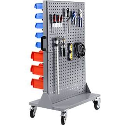 Verplaatsbaar magazijn voor kleine onderdelen  Schäfer Shop Select, aan één zijde te vullen, met geperforeerde wand, zonder doorzichtige opbergbakken, B 900 x D 655 x H 1540 mm, staal, antracietgrijs RAL 7016