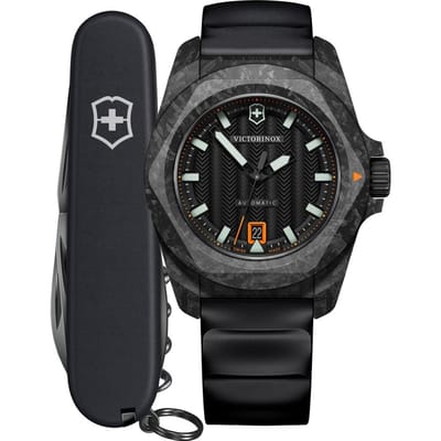 VICTORINOX Automatisch Analoog Waterdicht Automatisch Zwart Zwart Rubber Koolstofcomposiet Verwisselbaar Merk Zwart I.N.O.X. Herenhorloge, Opwinden, Wijzerplaat, black