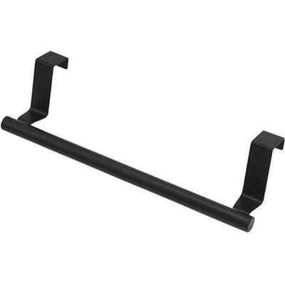 Roestvrijstalen handdoekenrek Badkamer handdoekhouder Stand Keukenkast Deur Hangende organisator Plank Wandmontage Handdoekstang S zwart