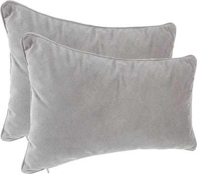 Atmosphera Bank/sierkussens huiskamer Sophia - 2x stuks - 30 x 50 cm - Zilvergrijs - polyester - met rits