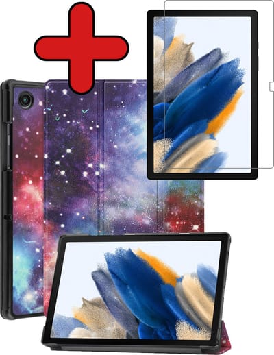 Hoesje - Geschikt voor Samsung Galaxy Tab A8 - Met Screenprotector - Hardcover Book Case - Trifold Bookcase Hoes - Hard Cover - Tablethoes - Galaxy
