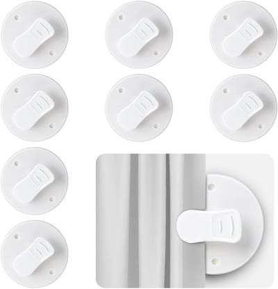Dailygoods- Douchegordijnclips 8 Stuks - Zelfklevende Clips - Spatbescherming - Winddichte Klemmen - Kunststof/Metaal - 5,5 x 1,3 cm - Douchegordijn